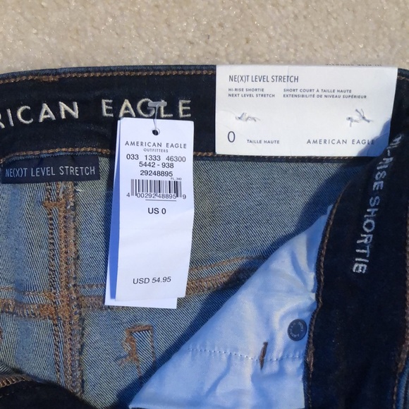 NEVER WORN: Ripped Dark Wash AE Hi-Rise Shorts - Picture 3 of 3